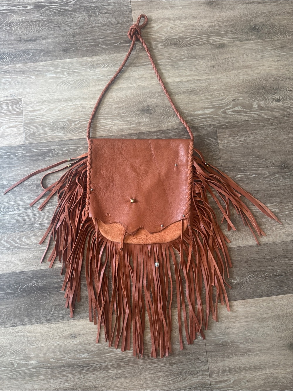 NEW Sweetgrass Leather Large Fringe Bag in Red Earth